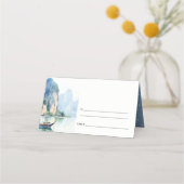 ソフトウォーター色タイ沿岸シースケープ結婚ス プレイスカード (裏面)