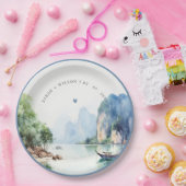 ソフトウォーター色タイ沿岸シースケープ結婚ス ペーパープレート (パーティー)