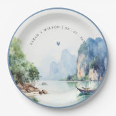 ソフトウォーター色タイ沿岸シースケープ結婚ス ペーパープレート (正面)