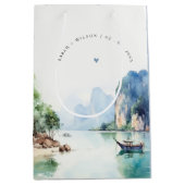 ソフトウォーター色タイ沿岸シースケープ結婚ス ミディアムペーパーバッグ (正面)