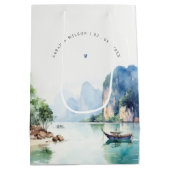 ソフトウォーター色タイ沿岸シースケープ結婚ス ミディアムペーパーバッグ (裏面)