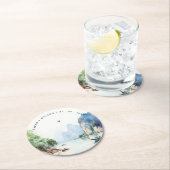 ソフトウォーター色タイ沿岸シースケープ結婚ス ラウンドペーパーコースター (インサイチュ)