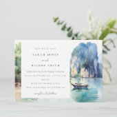 ソフトウォーター色タイ沿岸シースケープ結婚ス 招待状 (スタンド正面)