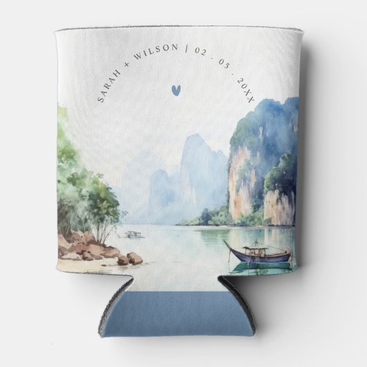 ソフトウォーター色タイ沿岸シースケープ結婚ス 缶クーラー (正面)