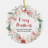 ソフトウォーター色フローラクリスマスリース写真 セラミックオーナメント (正面)