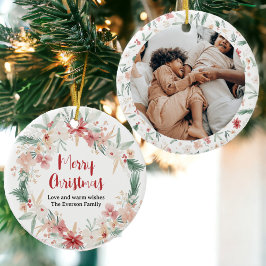 ソフトウォーター色フローラクリスマスリース写真 セラミックオーナメント