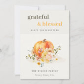 ソフトウォーター色フローラフォトカボチャ感謝祭 シーズンカード (正面)