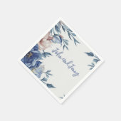 ソフトウォーター色ブルーフローラ スタンダードカクテルナプキン (角)