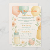 ソフトウォーター色ベビーシャワーメニュー 招待状 (正面/裏面)