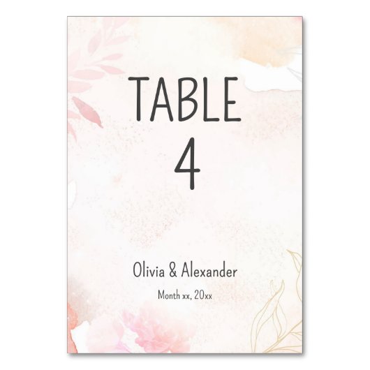 ソフトウォーター色赤面結婚フローラ テーブルナンバー (正面)