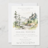 ソフトウッズマウンテンランドスケープスケッチ婚約 招待状 (正面)