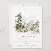 ソフトウッズマウンテンランドスケープスケッチ誕生日 招待状 (正面)