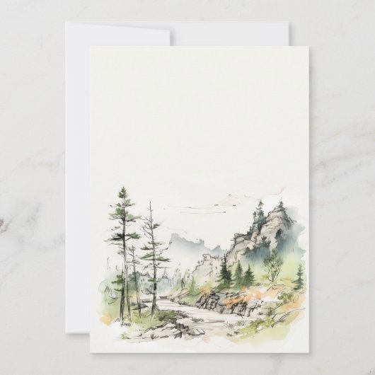 ソフトウッズマウンテンランドスケープスケッチ誕生日 招待状 (裏面)