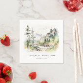 ソフトウッズマウンテンランドスケープ結婚スケッチ スタンダードカクテルナプキン (インサイチュ)