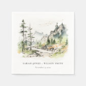 ソフトウッズマウンテンランドスケープ結婚スケッチ スタンダードカクテルナプキン (正面)