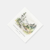 ソフトウッズマウンテンランドスケープ結婚スケッチ スタンダードカクテルナプキン (角)