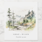 ソフトウッズマウンテンランドスケープ結婚スケッチ ワインラベル (シングルラベル)