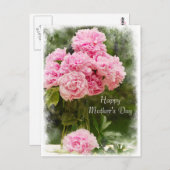 ソフトエッジピンク牡丹の母の日はがき ポストカード (正面/裏面)