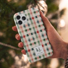 ソフトエバーグリーンギンガムモノグラム iPhone 15 PROケース