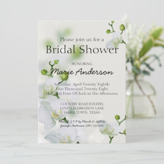 ソフトエレガントなオーキッドシャワー招待状 (スタンド正面)