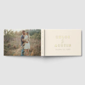 ソフトエレガントアイボリー金ゴールド書道結婚の ゲストブック (全面)