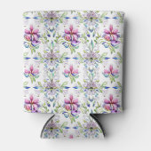 ソフトエレガントオーキッド花柄 – スタイリッシュ 缶クーラー (正面)