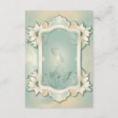 ソフトエレガントグリーンフローラデザイン。 エンクロージャーカード (裏面)