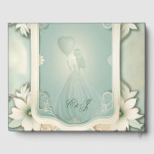 ソフトエレガントグリーンフローラデザイン。 ゲストブック (裏面)