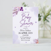 ソフトエレガントタイポグラフィカラフルベビーシャワー 招待状 (スタンド正面)
