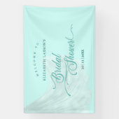 ソフトエレガントターコイズ結婚ズドレスブライダルシャワー 横断幕 (縦)