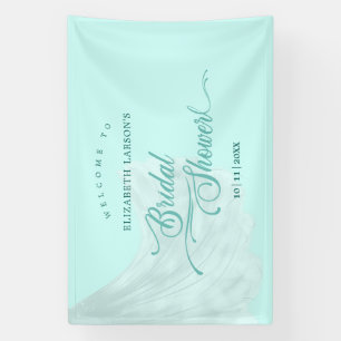 ソフトエレガントターコイズ結婚ズドレスブライダルシャワー 横断幕