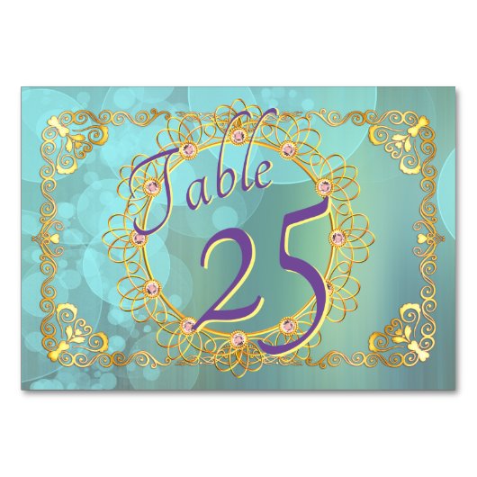 ソフトエレガントティール（緑がかった色）バブル テーブルナンバー (正面)