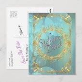 ソフトエレガントティール(緑がかった色)バブル ポストカード (正面/裏面)