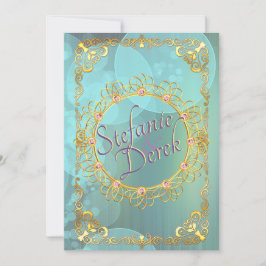 ソフトエレガントティール（緑がかった色）バブル 案内状