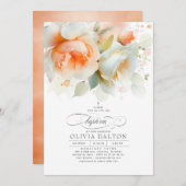 ソフトエレガントテラコッタフローラボホガールズバプテスマ 招待状 (正面/裏面)