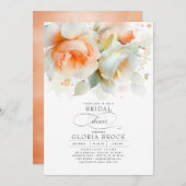 ソフトエレガントテラコッタフローラボホブライダルシャワー 招待状 (正面/裏面)