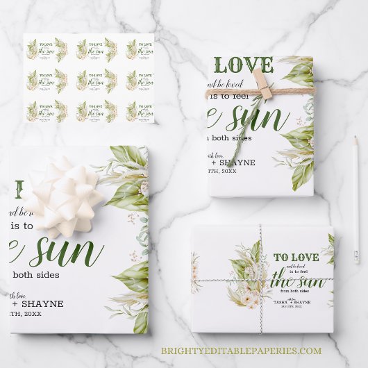 ソフトエレガントデリケートなベージュの緑のススキ ラッピングペーパーシート