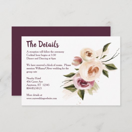 ソフトエレガントバラバーガンディークリームフレーム エンクロージャーカード (正面/裏面)