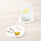 ソフトエレガントピースバラグリーン&金ゴールドオ結婚バル コースター (側面)