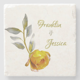 ソフトエレガントピースバラグリーン&金ゴールドオ結婚バル ストーンコースター