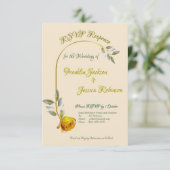 ソフトエレガントピースバラグリーン&金ゴールドオ結婚バル 出欠カード (スタンド正面)