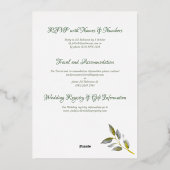 ソフトエレガントピースバラグリーン&金ゴールドオ結婚バル 箔招待状 (裏面)