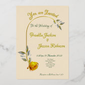 ソフトエレガントピースバラグリーン&金ゴールドオ結婚バル 箔招待状 (正面)