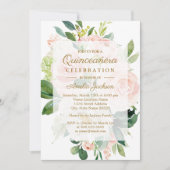 ソフトエレガントピーチ開花キンセアニェラ誕生日 招待状 (正面)