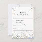 ソフトエレガントブルーワイルドフラワーメドウrsvpカード 出欠カード (正面)