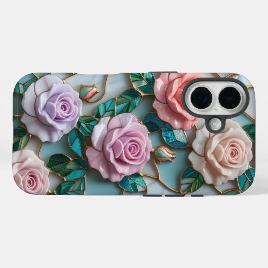 ソフトエレガントペースト付きステンドグラスバラ模様 Case-Mate iPhoneケース (裏面 (横))