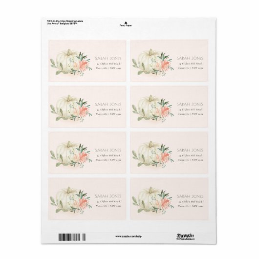 ソフトエレガントホワイトカボチャ赤面フローラアドレスラ ラベル (フルシート)