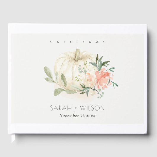 ソフトエレガントホワイトカボチャ赤面フローラ結婚ズ ゲストブック (正面)