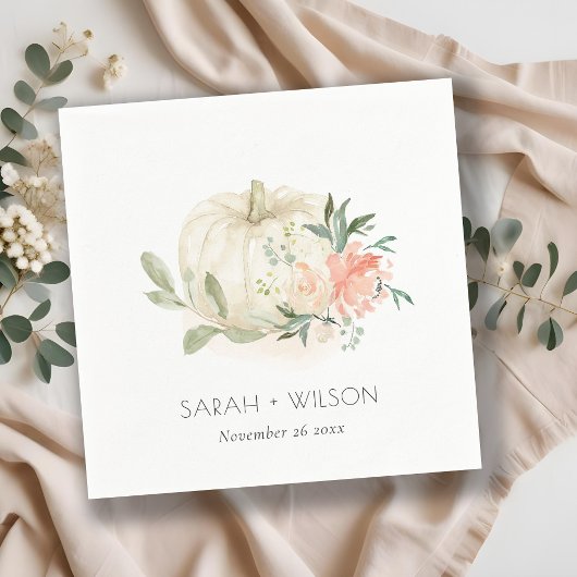 ソフトエレガントホワイトカボチャ赤面フローラ結婚ズ スタンダードカクテルナプキン