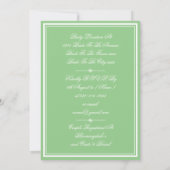ソフトエレガントミント+ホワイトカスタムカップルのシャワー 招待状 (裏面)